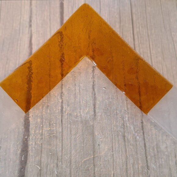 Vintage MCM Murano Italy Art Glass Tray Trinket Dish Orange Clear - Picture 7 of 11